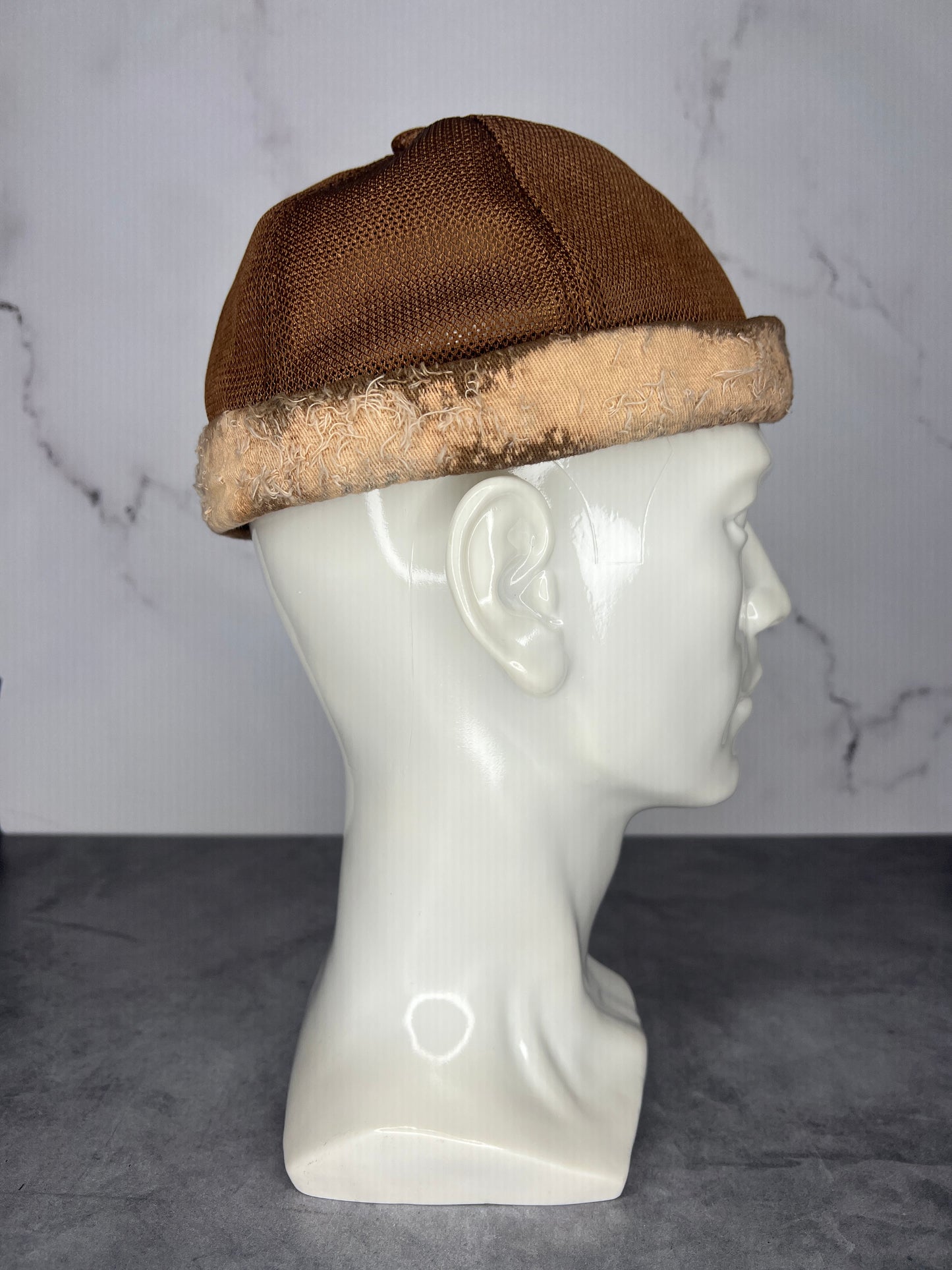 “Desert Sunset” Brimless Distressed Mesh Trucker Cap