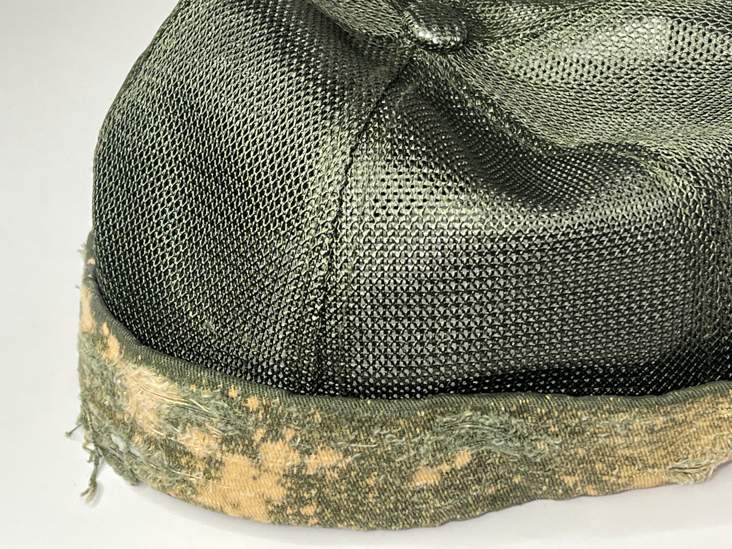 “Olive Green” Brimless Distressed Mesh Trucker Cap