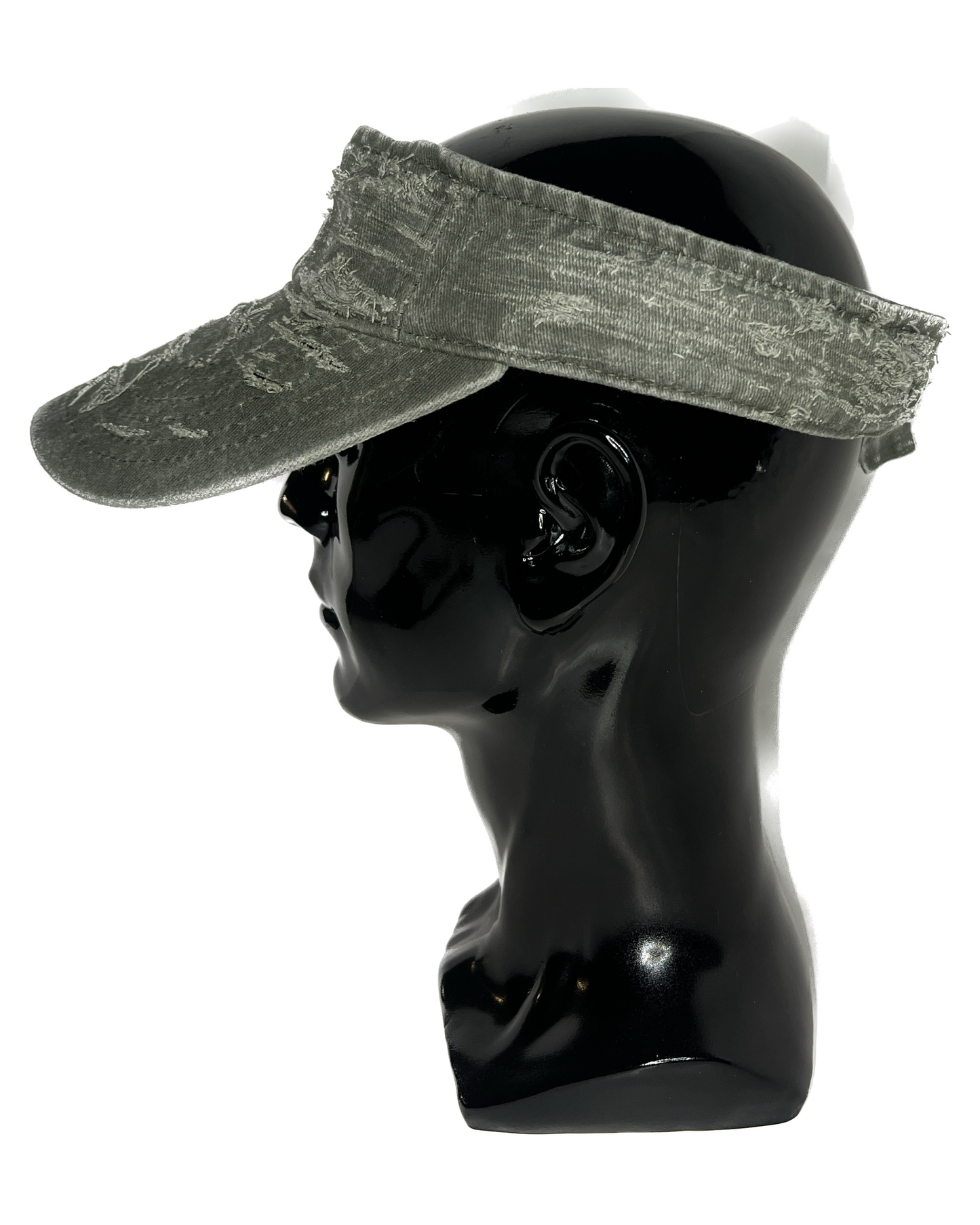“Olive Green” Distressed Denim Visor Cap