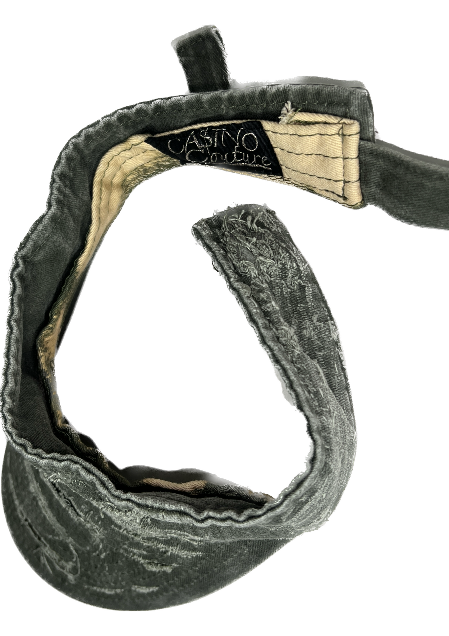 “Olive Green” Distressed Denim Visor Cap