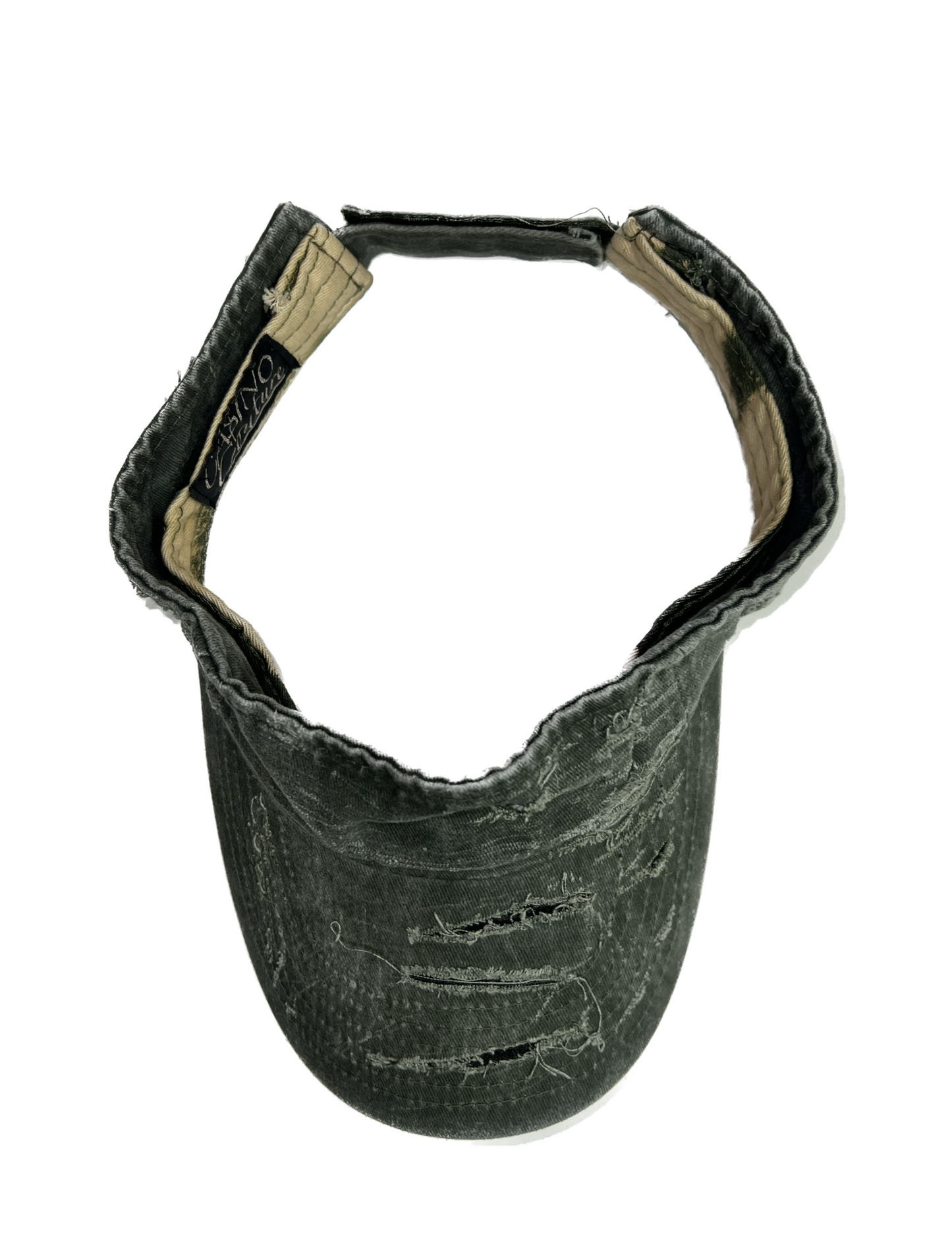 “Olive Green” Distressed Denim Visor Cap