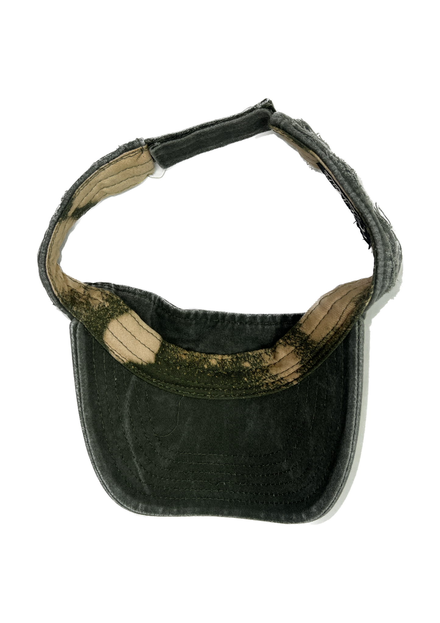 “Olive Green” Distressed Denim Visor Cap