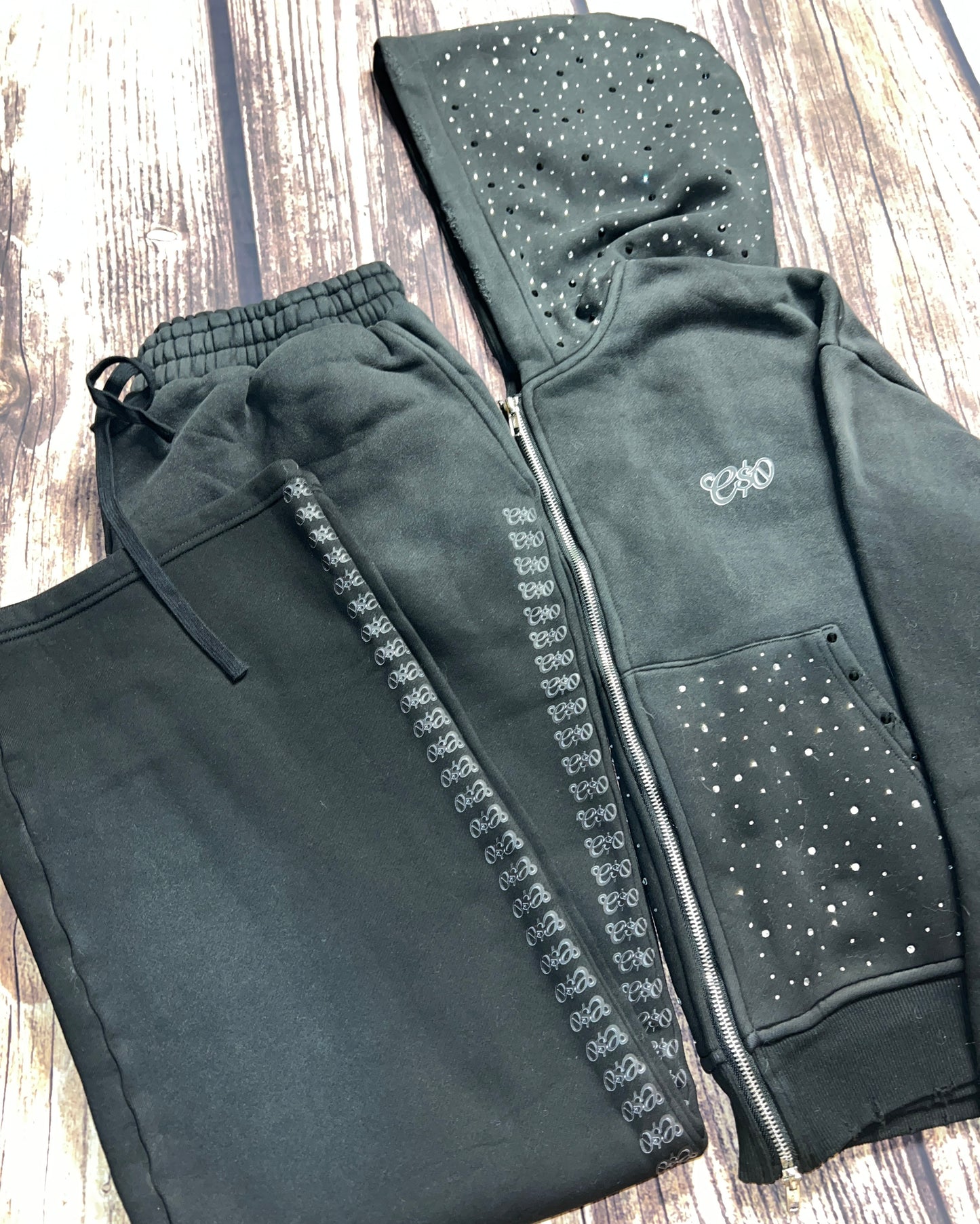 Ashy Black Distressed Sweatpants