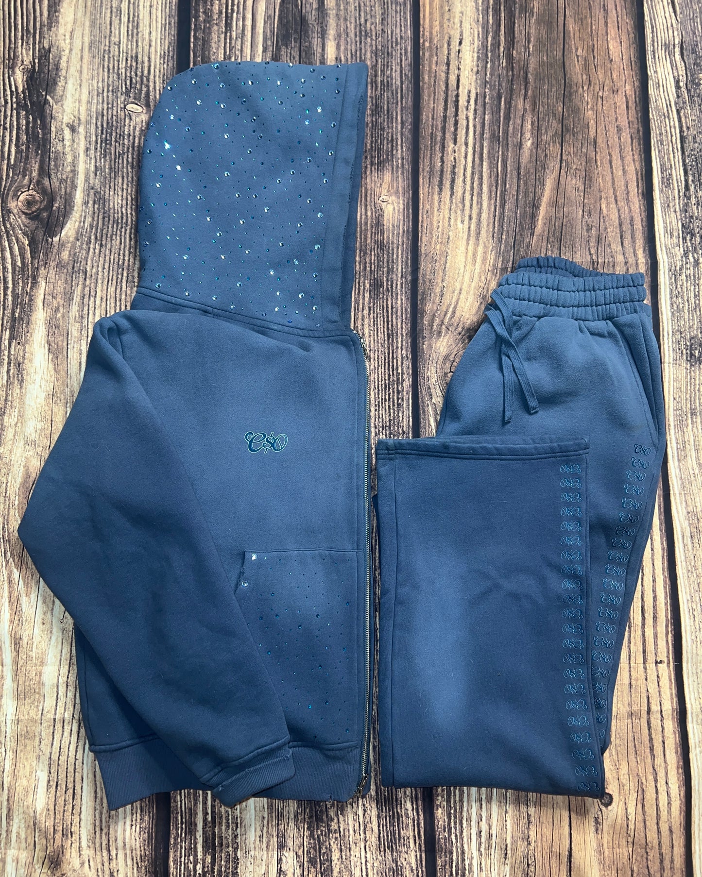 Cloudy Blue Distressed Sweatpants