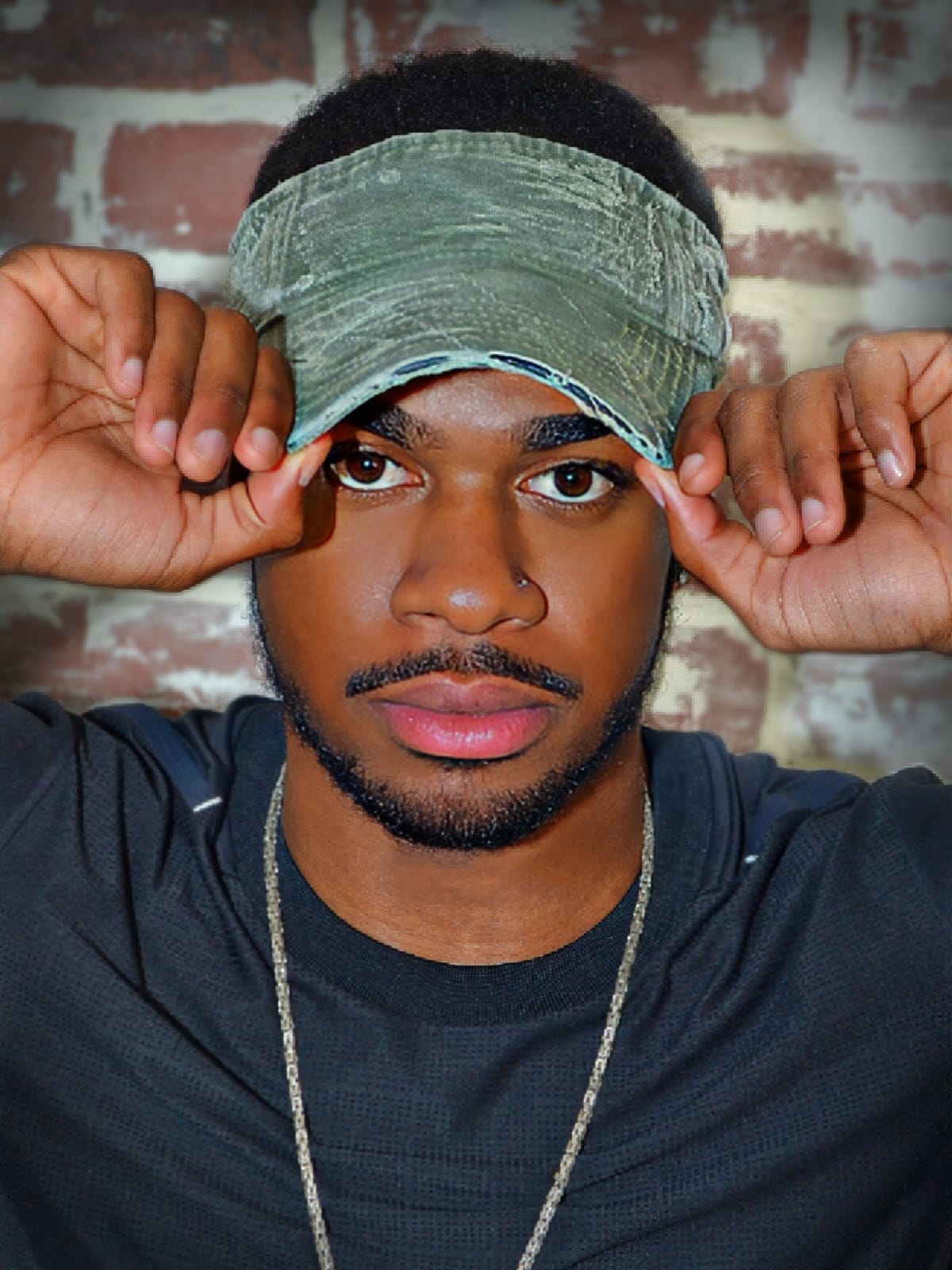 “Olive Green” Distressed Denim Visor Cap