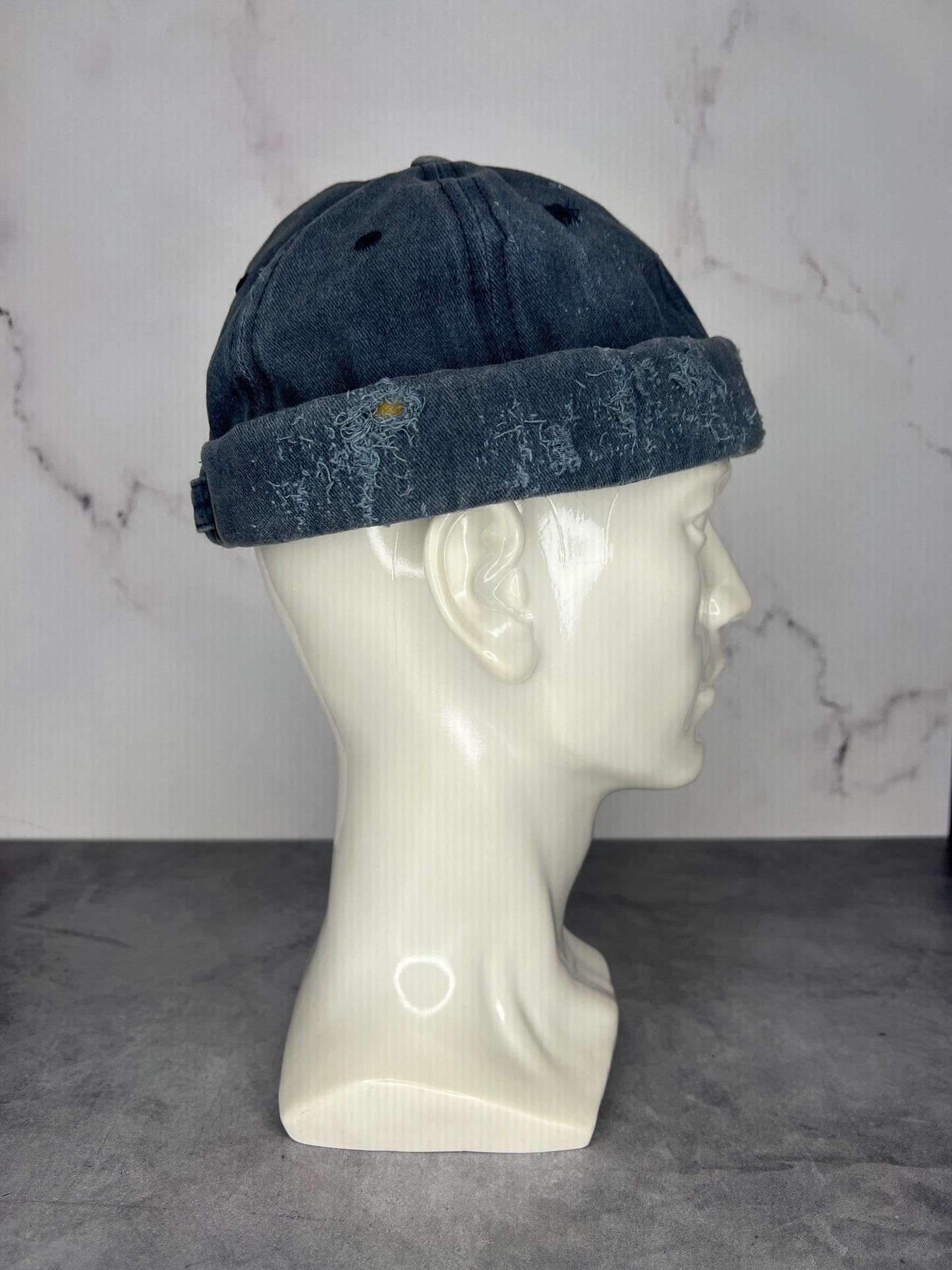 “Moonlit Indigo” Brimless Distressed Cap