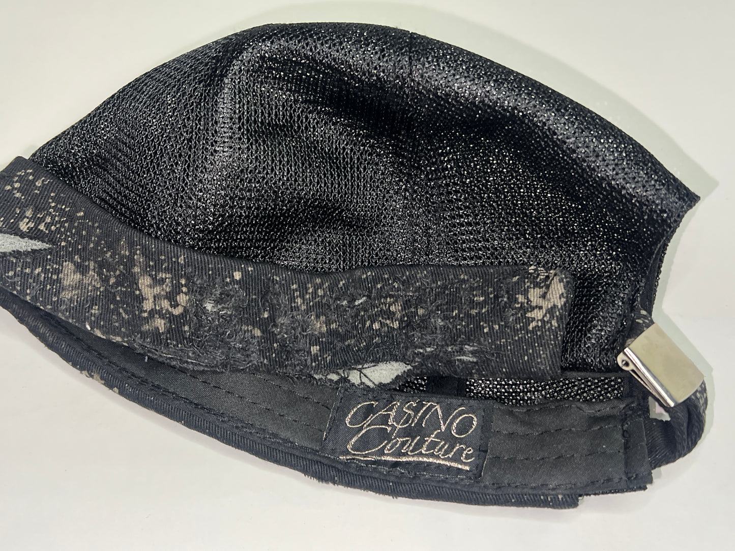 "Matte Black” Brimless Distressed Mesh Trucker Cap