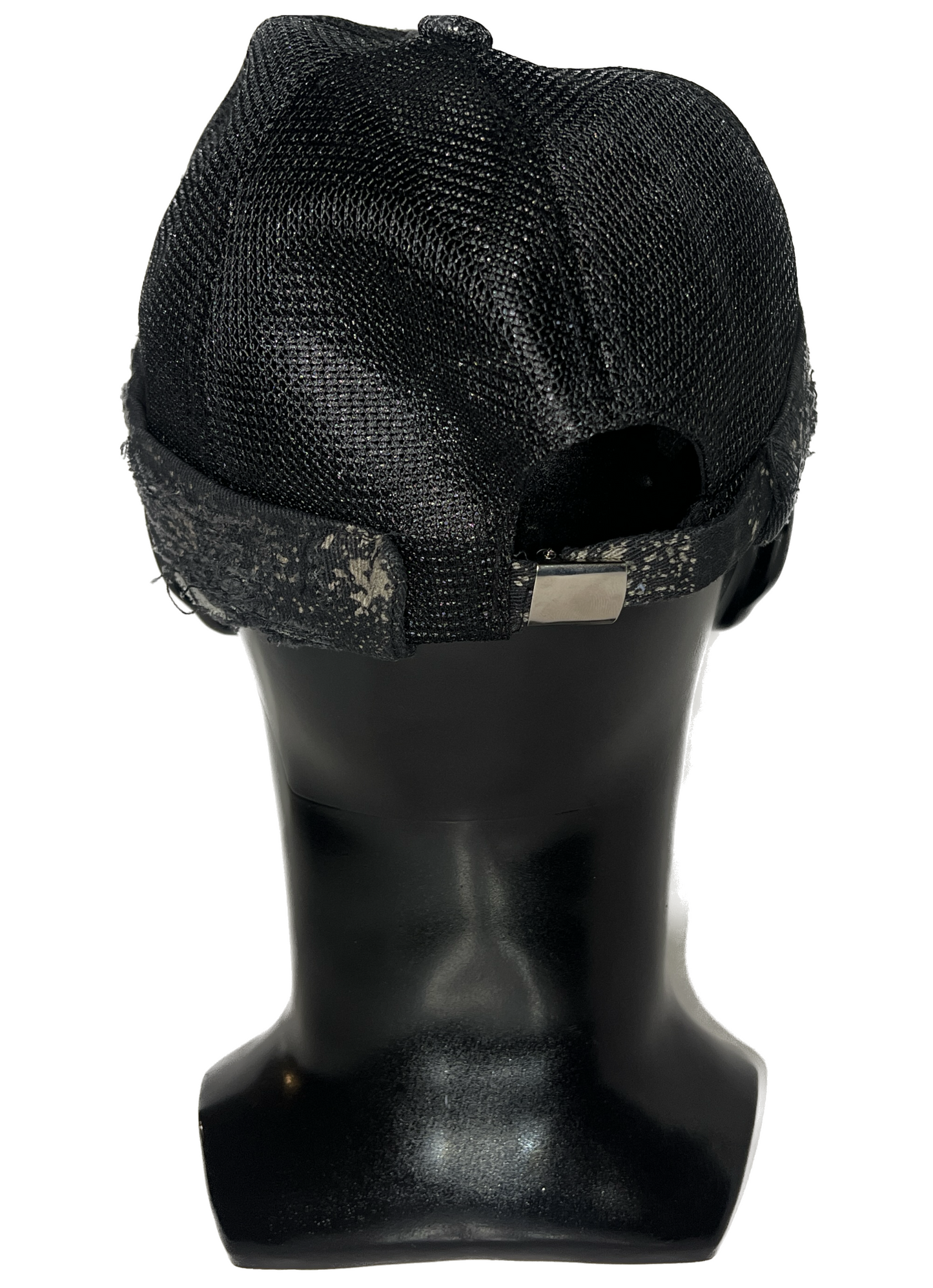 "Matte Black” Brimless Distressed Mesh Trucker Cap