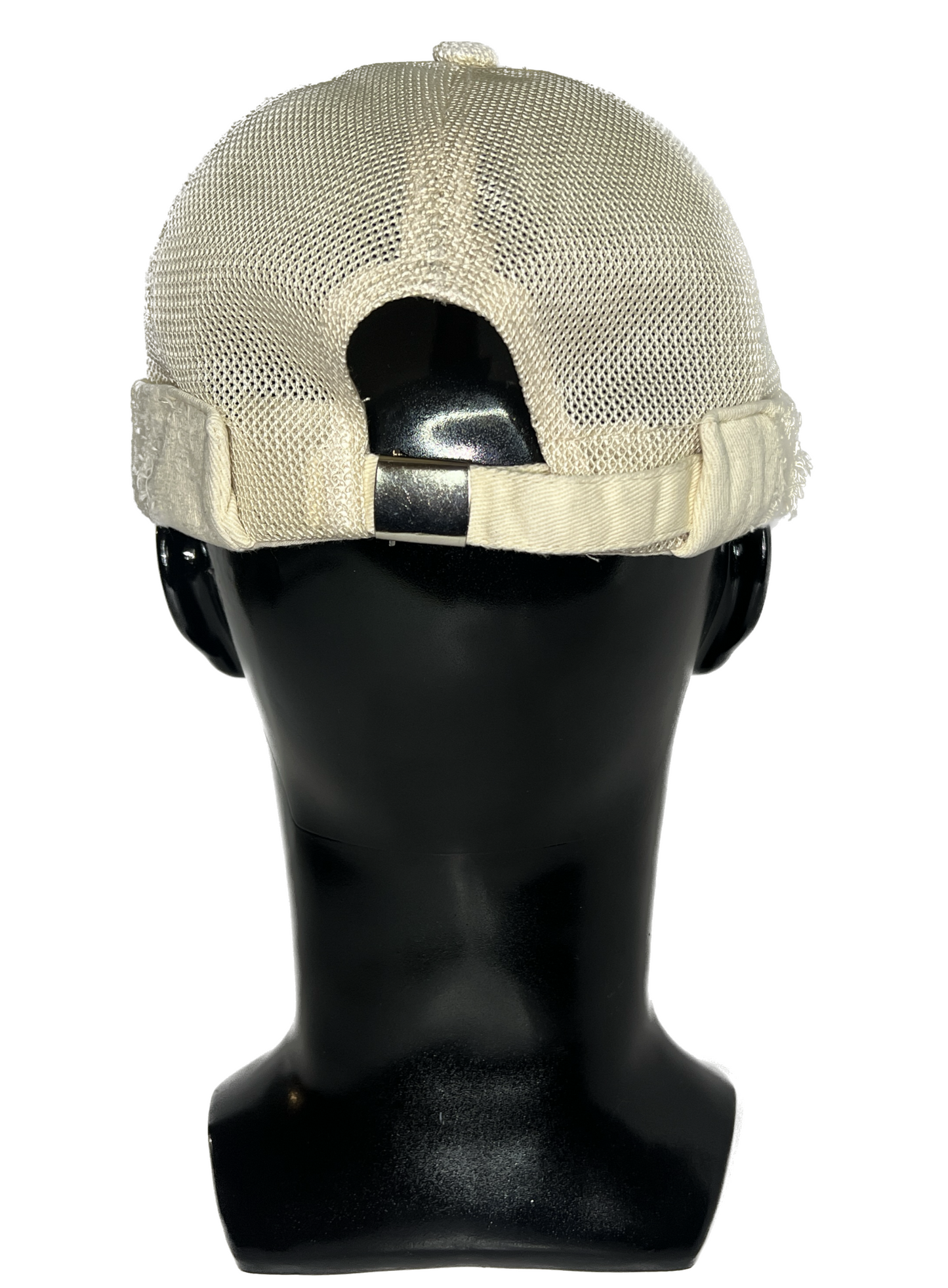 “Off White” Brimless Distressed Mesh Trucker Cap