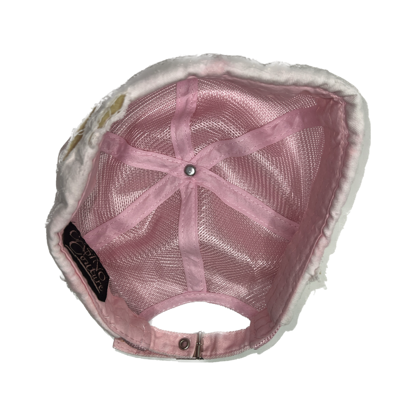 “Soft Pink” Brimless Distressed Mesh Trucker Cap