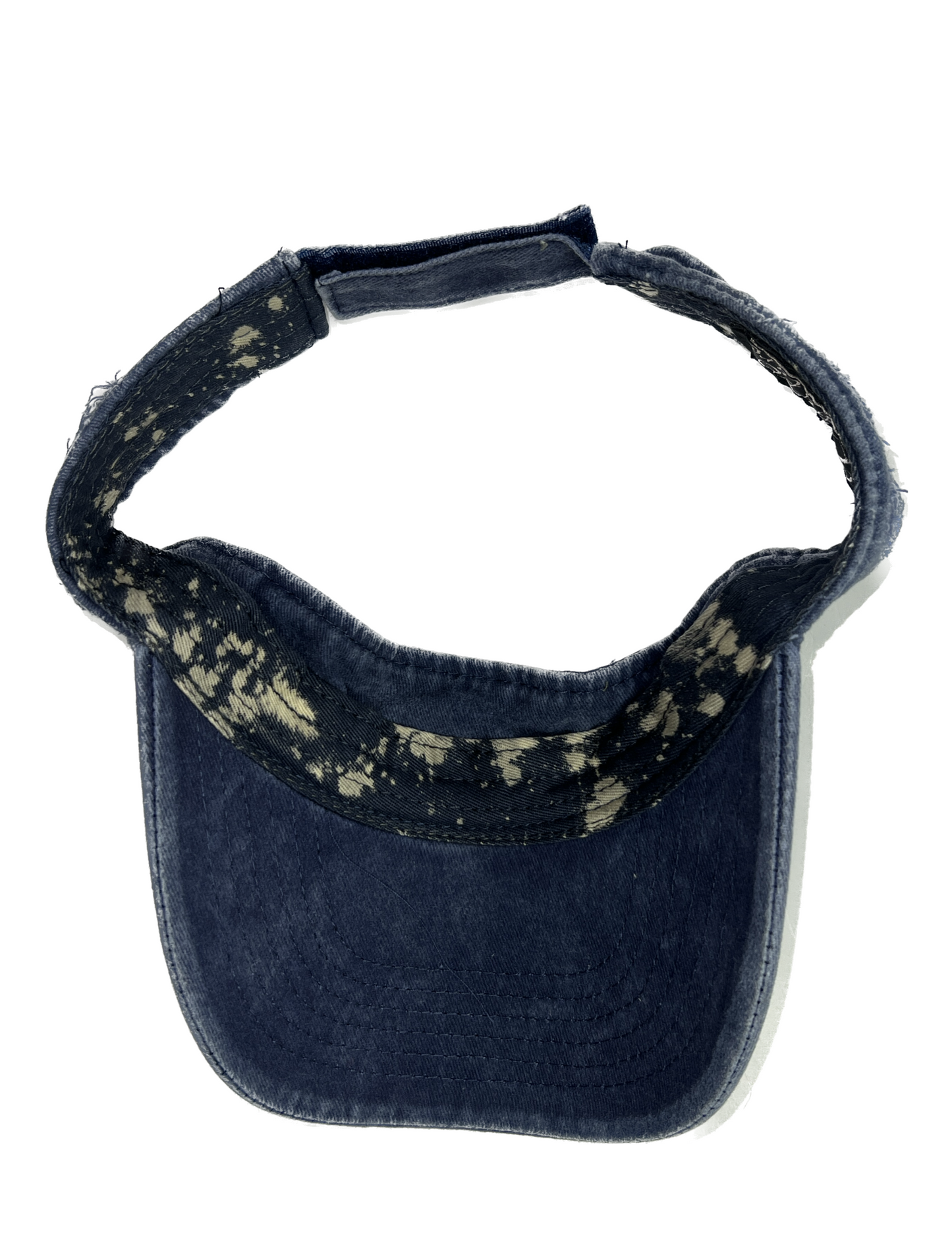 “Washed Navy” Distressed Denim Visor Cap