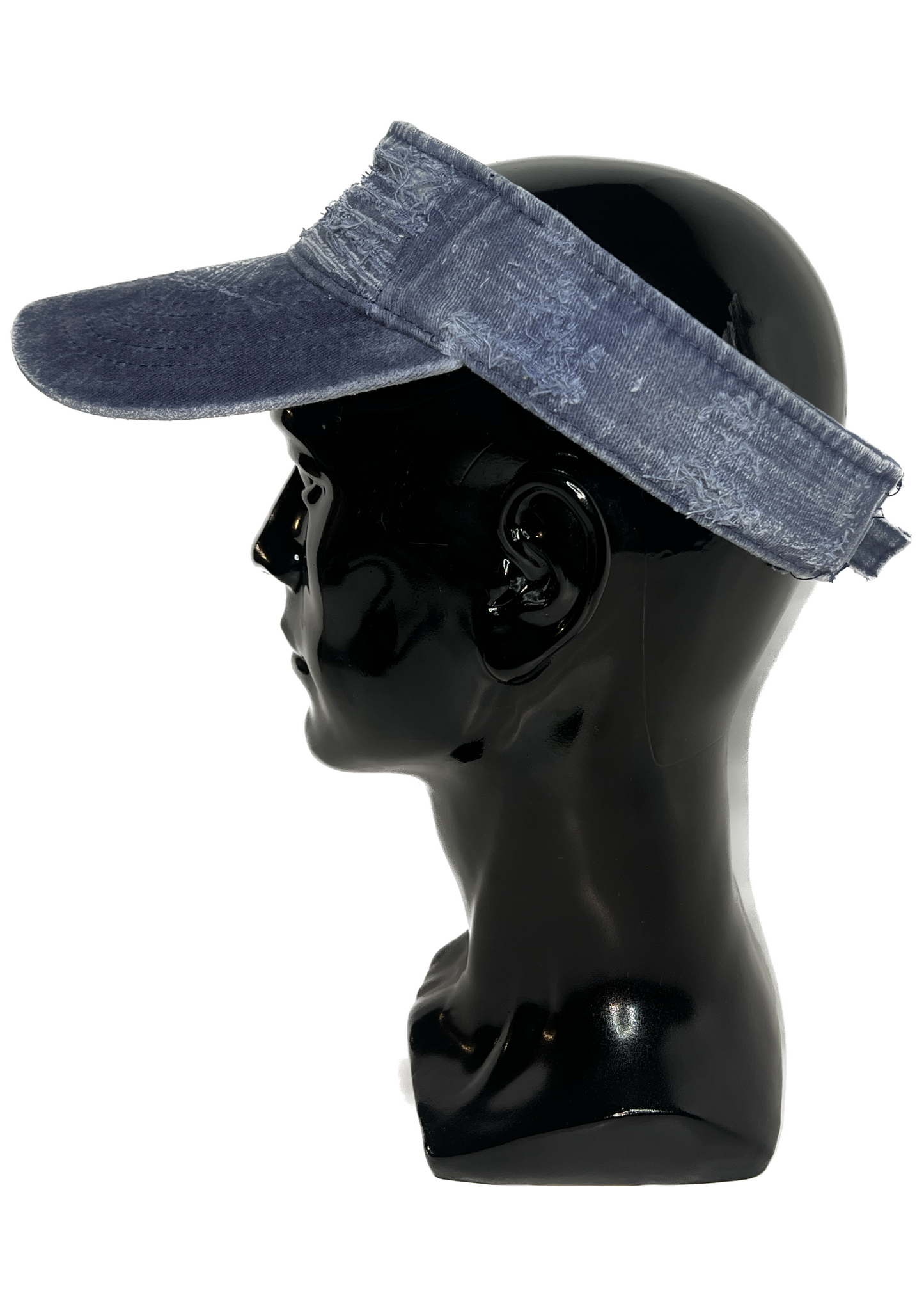 “Washed Navy” Distressed Denim Visor Cap