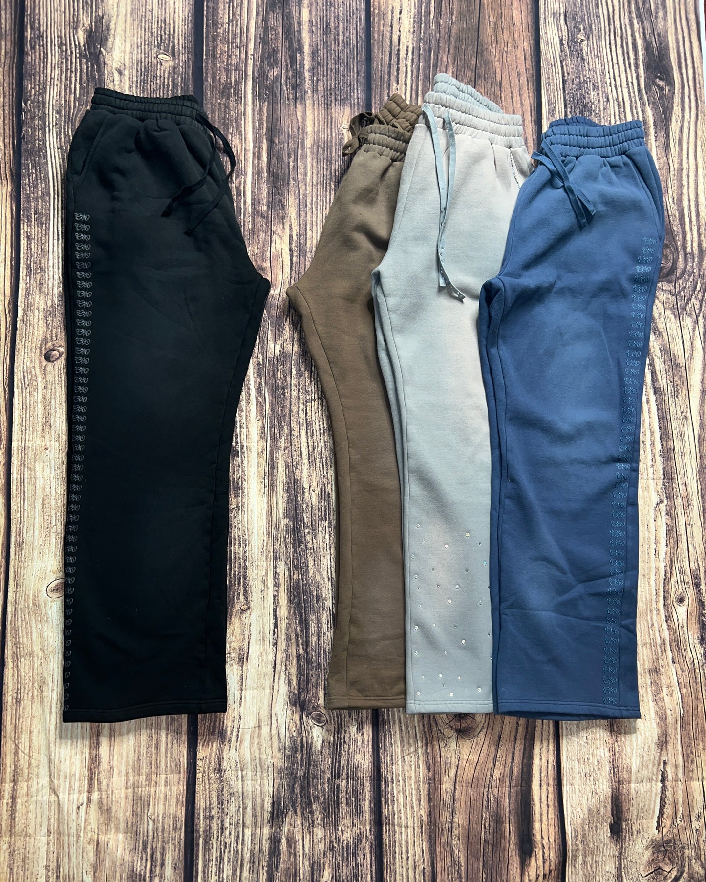 Ashy Black Distressed Sweatpants